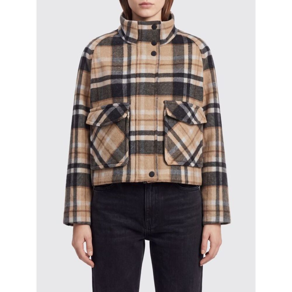 Pinko Women Pinko Single-Breasted Tartan Wool Bomber Jacket With Funnel Neck